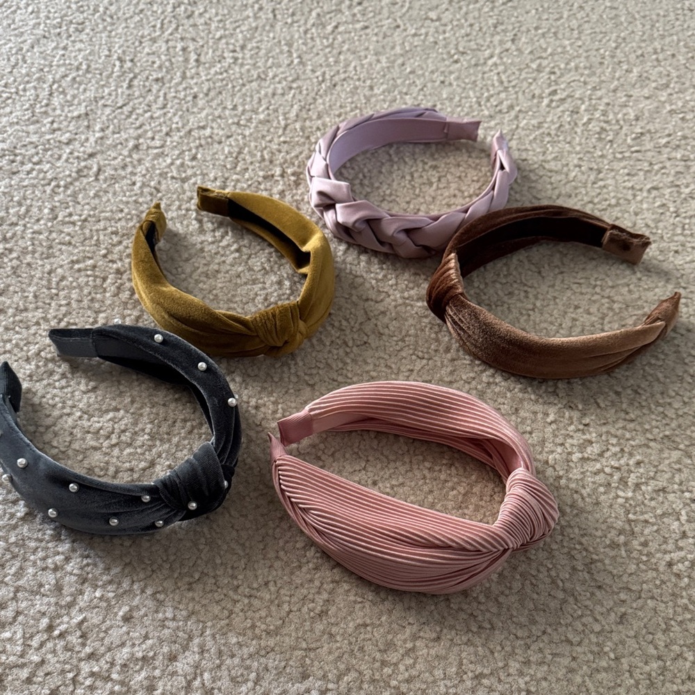 Elegant Women's Headband Set - Pink, Gold, Brown, Black